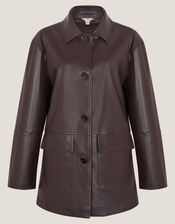 Paula Faux Leather Jacket, Brown (CHOCOLATE), large