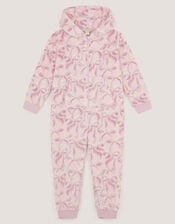 Glow In The Dark Bow Fleece Onesie, Pink (PINK), large
