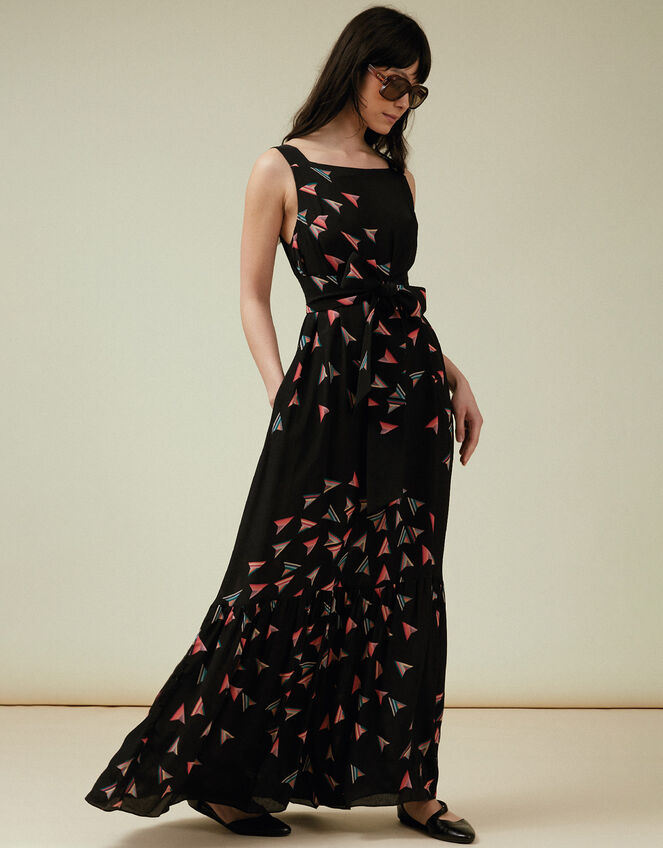 Tallulah and Hope Geometric Maxi Dress, Black (BLACK), large