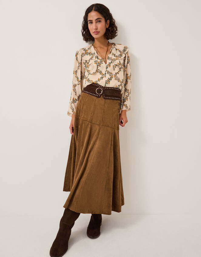 Macy Suedette A-Line Midi Skirt | Skirts | Monsoon UK.