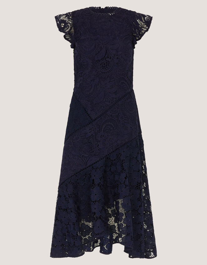 Gina Floral Lace Midi Dress Blue