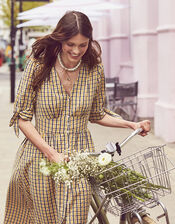 Amina Gingham Dress, Yellow (YELLOW), large