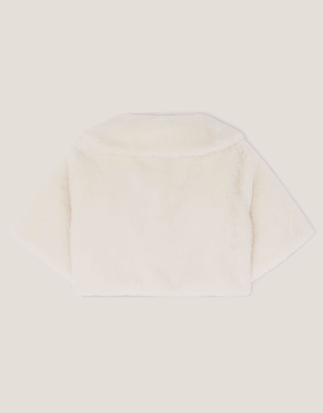 Faux Fur Collared Shrug, Ivory (IVORY), large