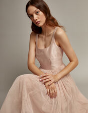 Alice Sleeveless Tulle Midi Dress, Pink (BLUSH), large
