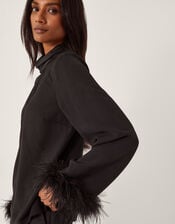 Luella Feather Cuff Top, Black (BLACK), large