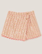 Sequin Tweed Skort, Pink (PINK), large