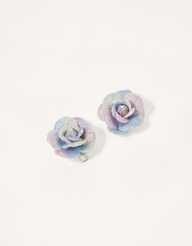 Rainbow Glitter Flower Clip Twinset, , large