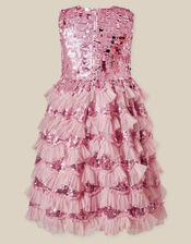 Ruffle Sequin Party Dress, Pink (PINK), large