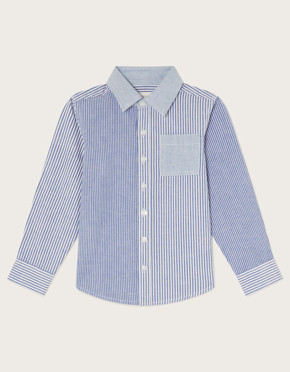Contrast Stripe Shirt, Blue (BLUE), large