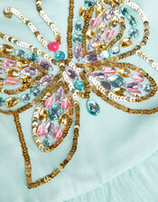 Mesh Layered Butterfly Dress in Recycled Polyester, Blue (AQUA), large