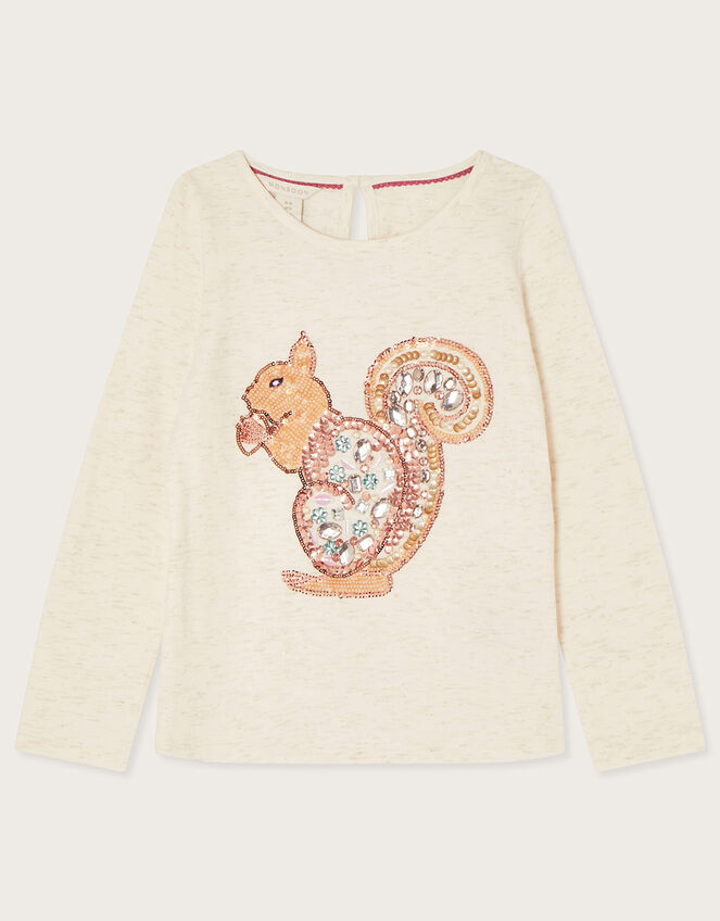 Squirrel Long Sleeve Top, Ivory (IVORY), large