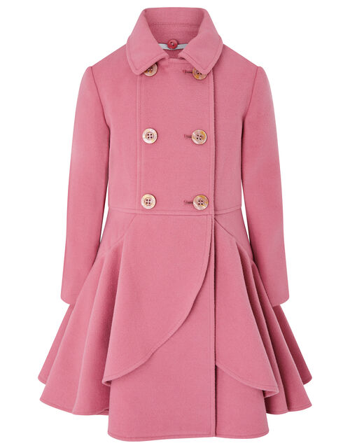 Pink Pea Coat With Bow Tradingbasis