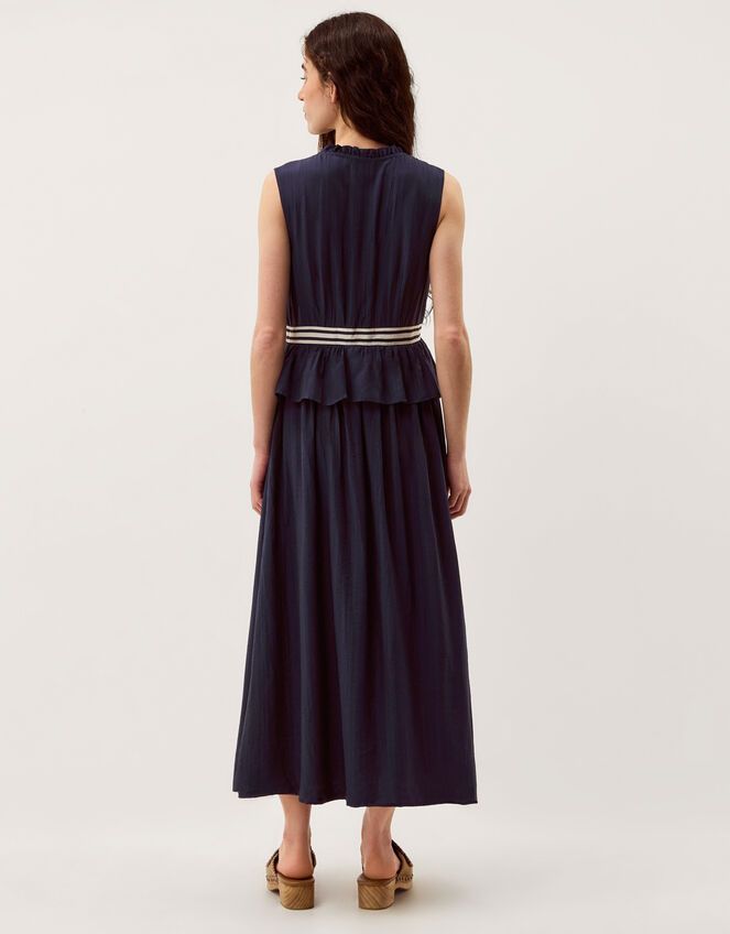 Cece V-Neck Stripe Bow Midi Dress Blue