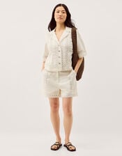 Irina Lace Trim Shorts, White (WHITE), large