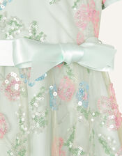 Layla Sequin Flower Dress, Teal (DUCK EGG), large