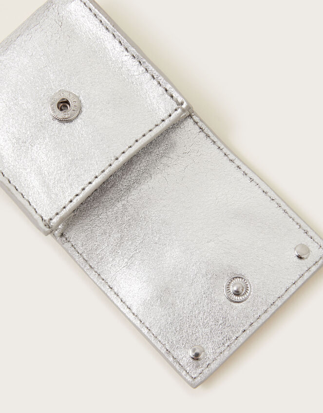 Metallic Leather Ear Pod Case, Silver (SILVER), large