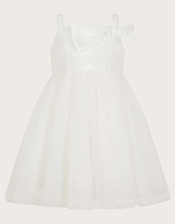 Baby Betty Bow Twill Dress, Ivory (IVORY), large