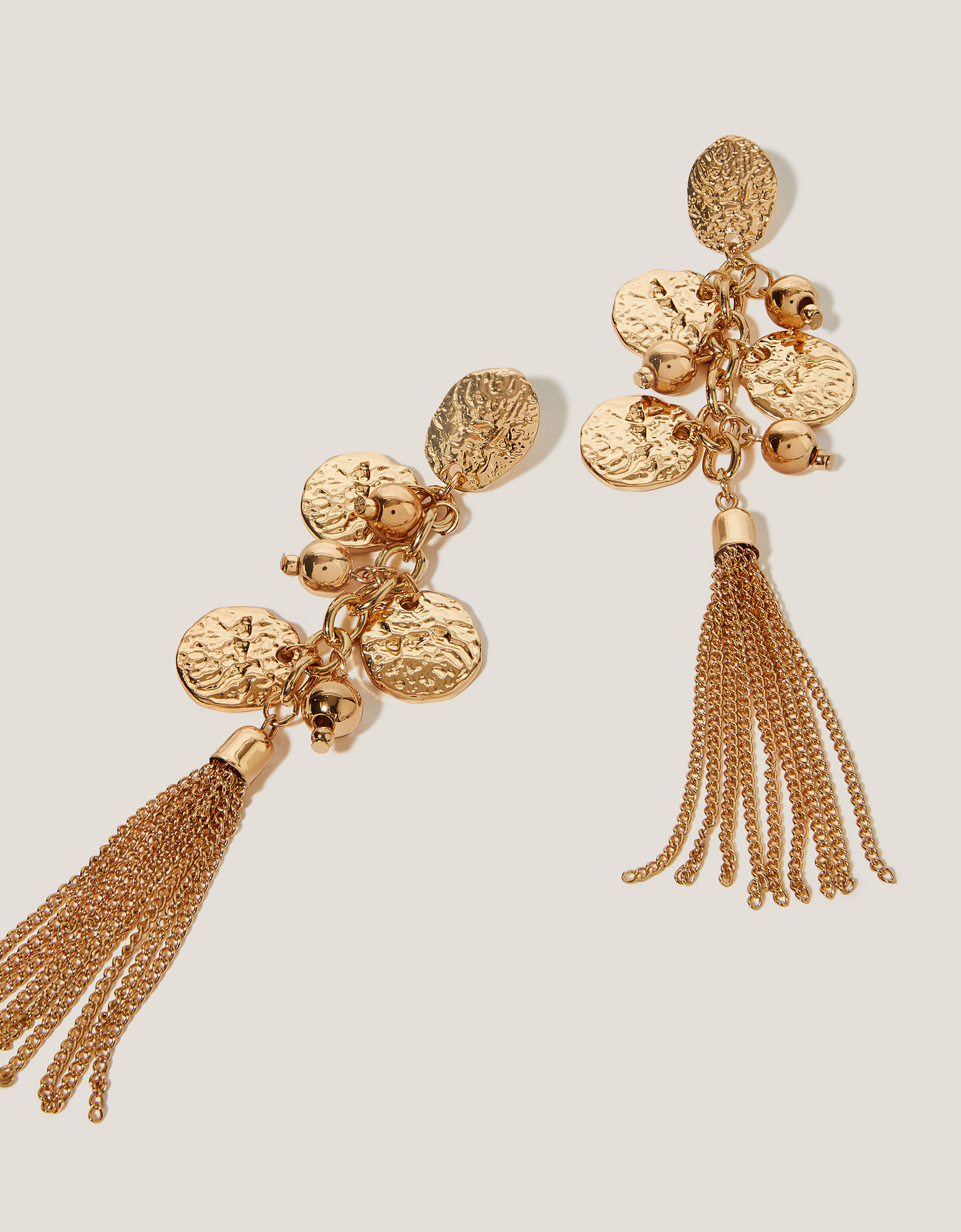 Layered Charm Tassel Drop Earrings