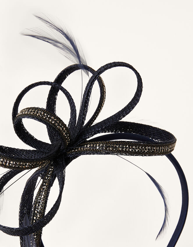 Embellished Loops Fascinator Headband, Blue (NAVY), large