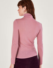 Wool Polo Neck Top, Pink (PINK), large