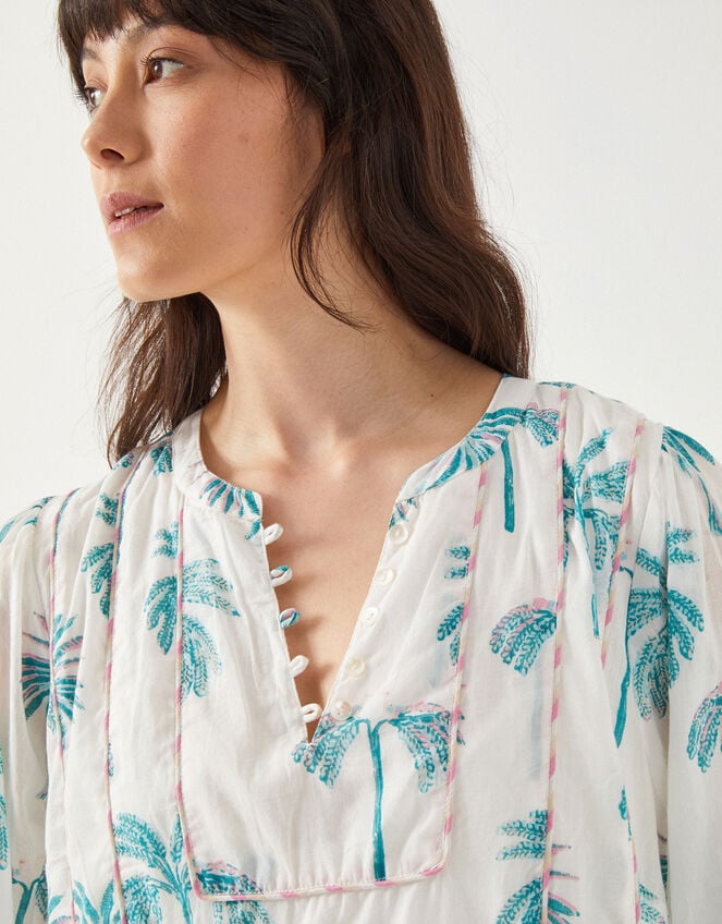 East Pami Palm Print Midi Dress, Ivory (IVORY), large