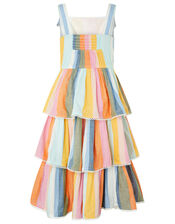 Molly Striped Midi Dress in Linen Blend, Multi (MULTI), large
