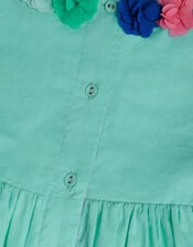 Strappy Applique Floral Colourblock Dress, Blue (AQUA), large