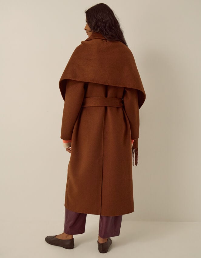 Petra Wool Blend Scarf Coat, Camel (CAMEL), large