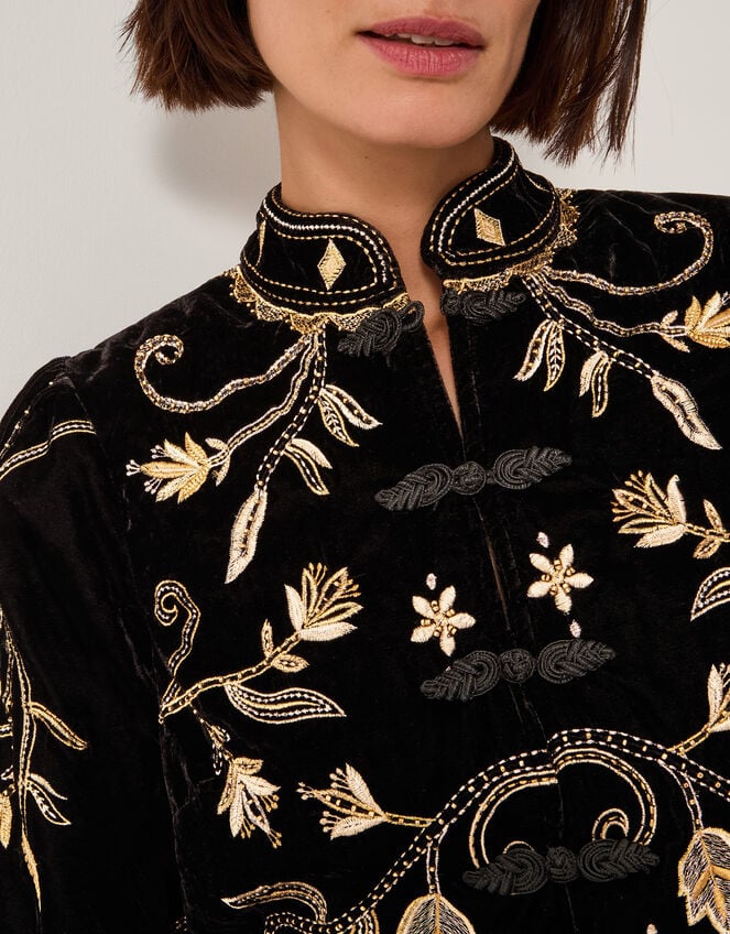 Farah Embroidered Velvet Jacket, Black (BLACK), large