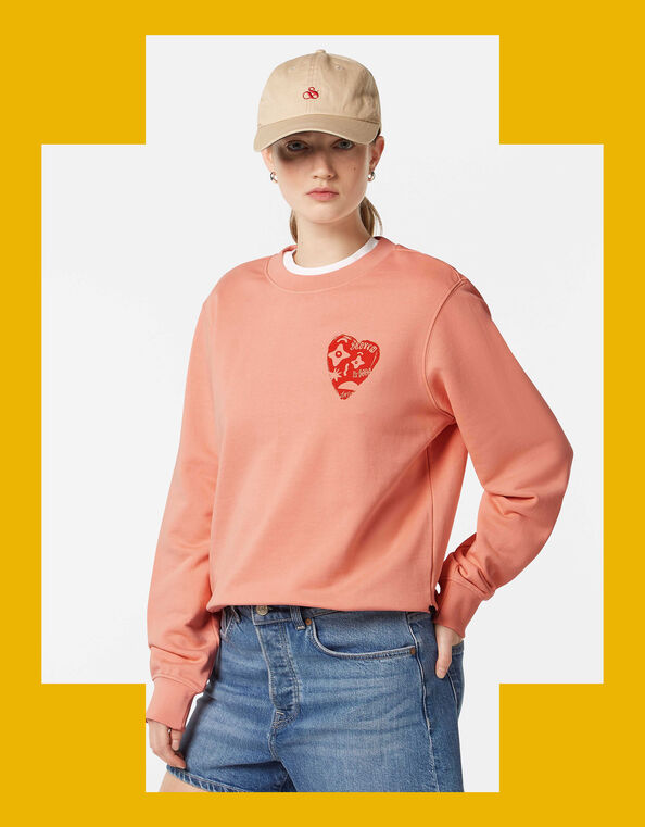 Scotch & Soda Heart Graphic Sweatshirt, Orange (PEACH), large