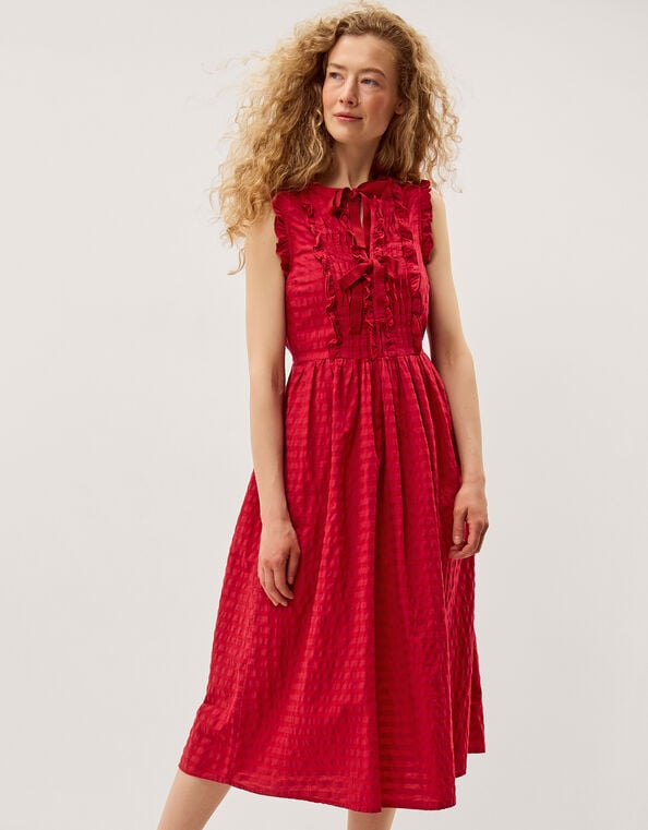 Bea Sleeveless Gingham Midi Dress, Pink (PINK), large
