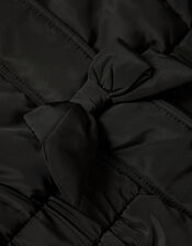 Frill Bow Hooded Coat, Black (BLACK), large