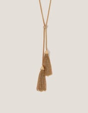 Long Diamanté Tassel Necklace, , large
