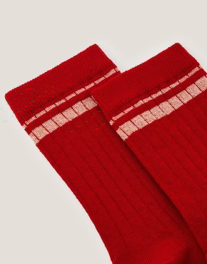 Sparkle Ribbed Socks, Red (RED), large