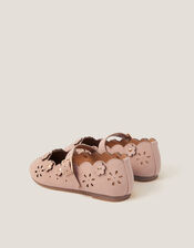 Flower Cutwork Ballet Flats, Pink (PINK), large