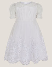 Baby Athena Floral Embroidered Dress, White (WHITE), large