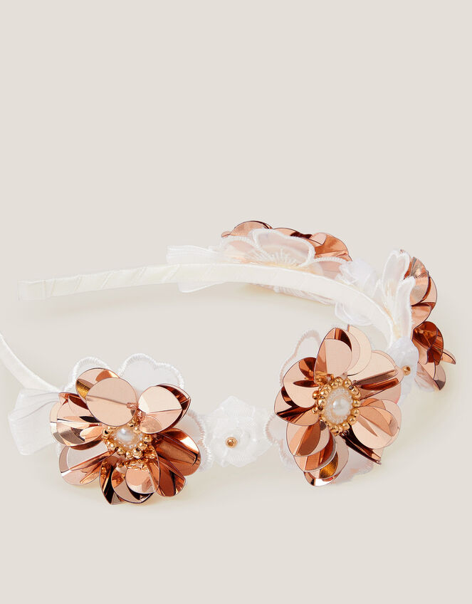 Darcie Sequin Flower Headband, , large