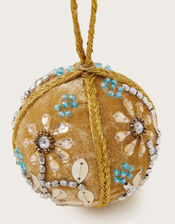 Floral Embellished Velvet Bauble, Gold (GOLD), large