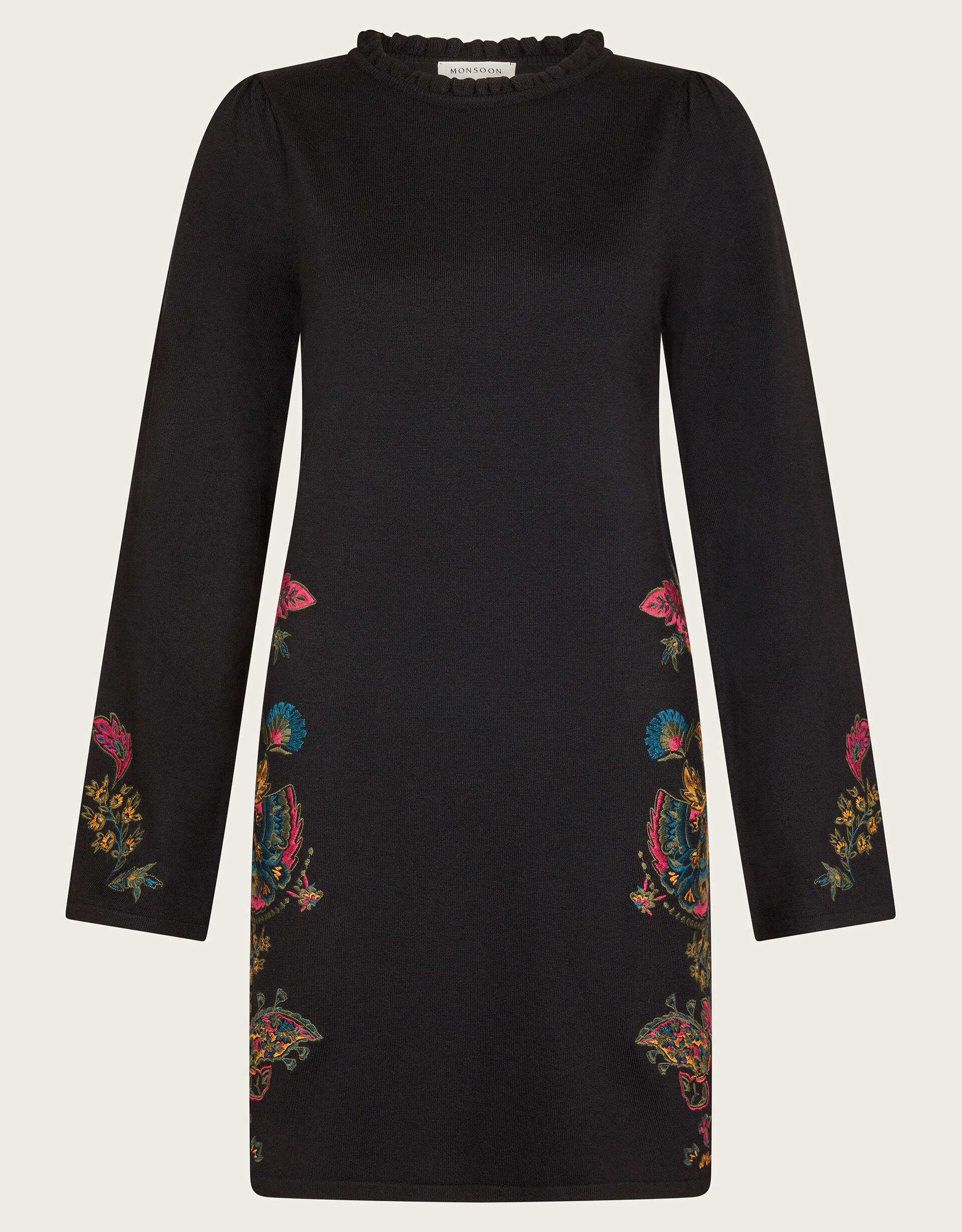 Elle Embroidered Tunic Dress Black