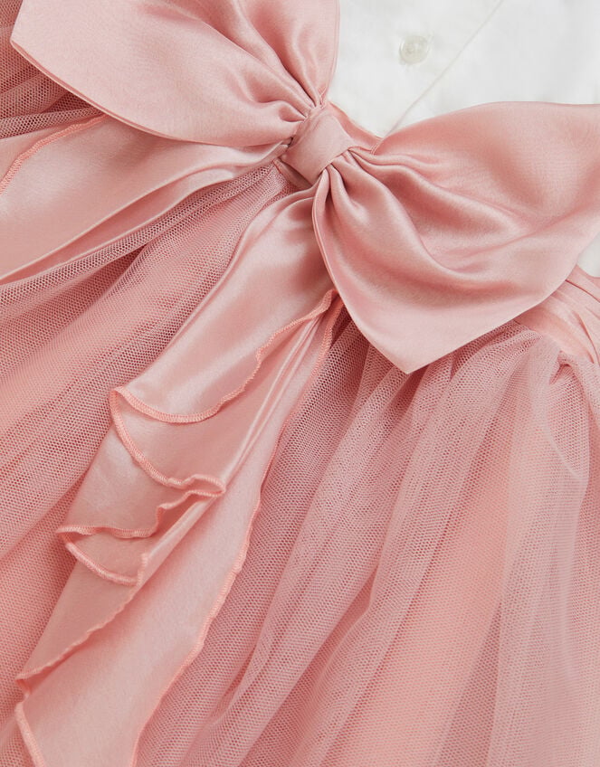 Baby Puff Sleeve Sateen Tulle Party Dress, Pink (PINK), large