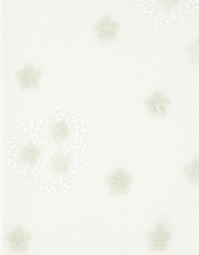 Baby Swirly Heart Flower Tights, Ivory (IVORY), large