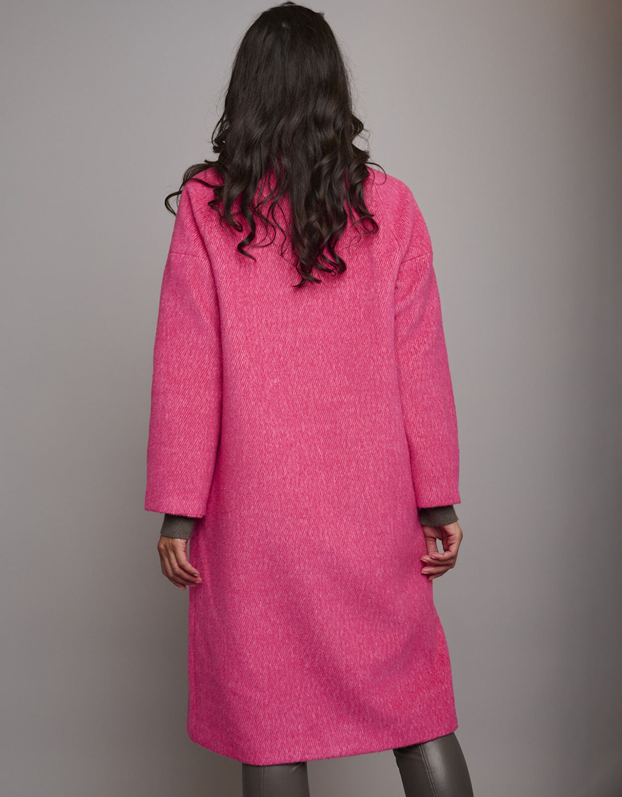 Pink single breasted coat discount