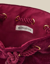 Hope Tassel Velvet Pouch Bag, Red (BURGUNDY), large