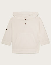 Hooded Top in Linen Blend, Ivory (IVORY), large