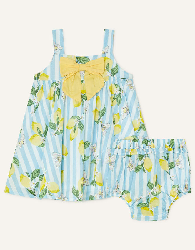 Newborn Lemon Dress Set in Sustainable Cotton, Blue (BLUE), large