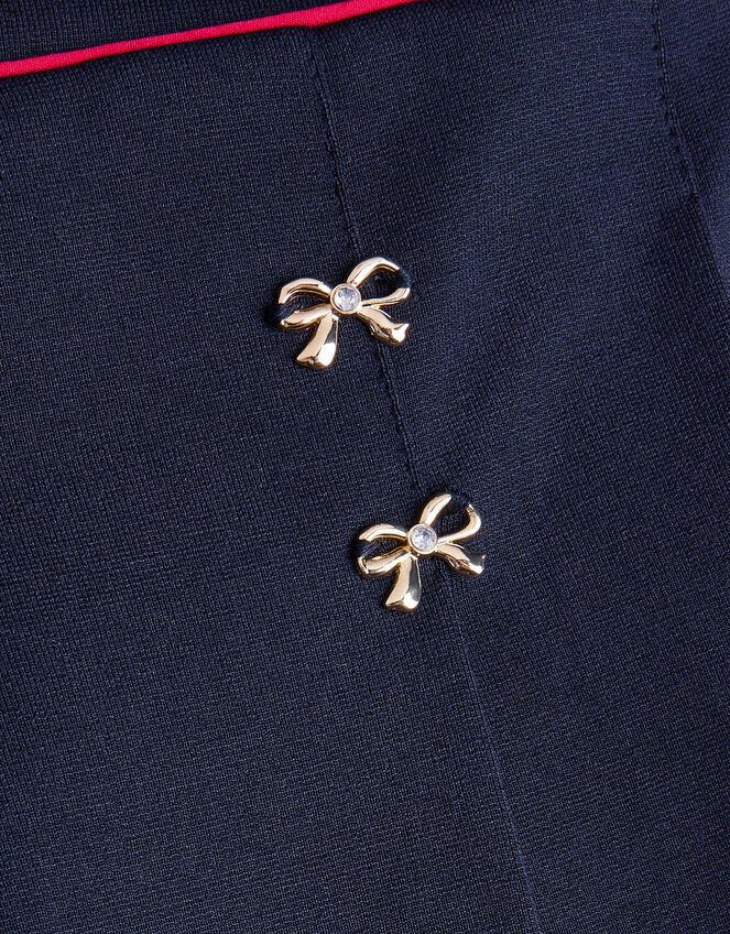 Bow Ponte Pleated Skirt, Blue (NAVY), large