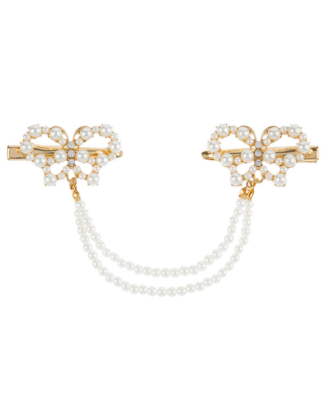 Pearly Butterfly Paired Hair Clips, , large