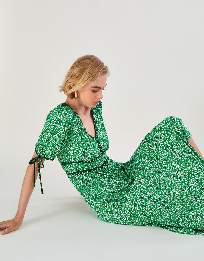 Ditsy Print Midi Dress with LENZING™ ECOVERO™, Green (GREEN), large