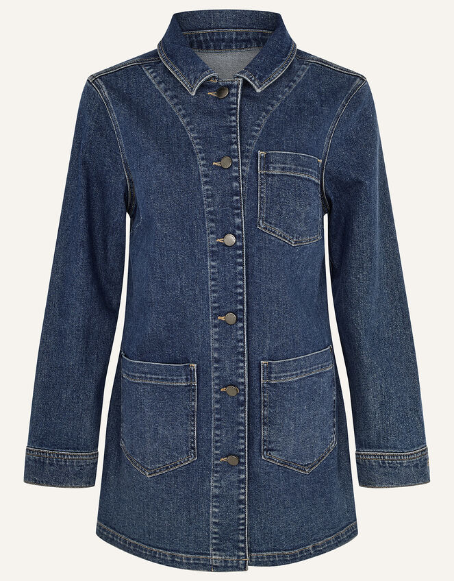 Longline Denim Jacket, Blue (DENIM BLUE), large