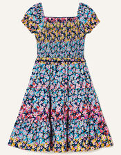 Ditsy Floral Tiered Dress, Blue (NAVY), large